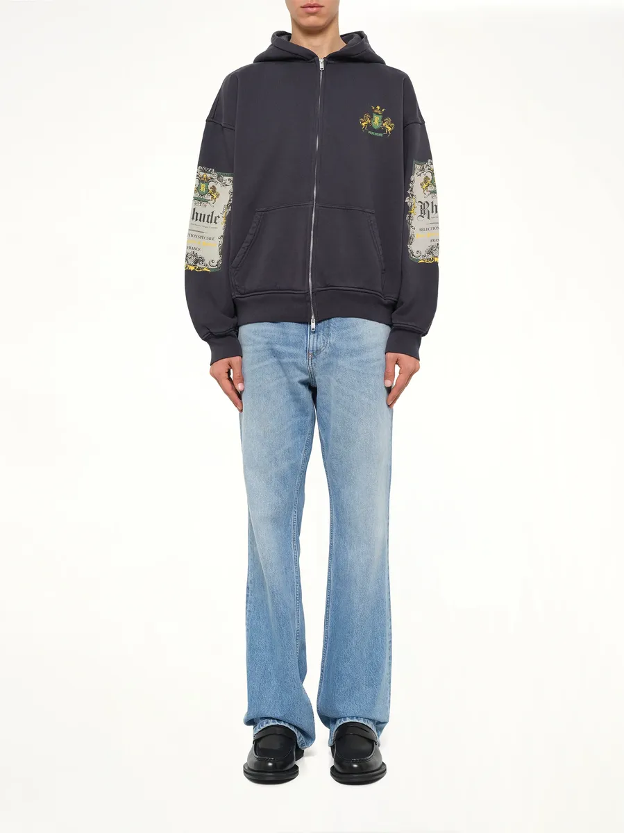 Rhude Bordeaux Reserve Zip Up Hoodie in Vintage Black/green | Thumbnail 7 Rhude Bordeaux Reserve Zip Up Hoodie in Vintage Black/green | Thumbnail 7