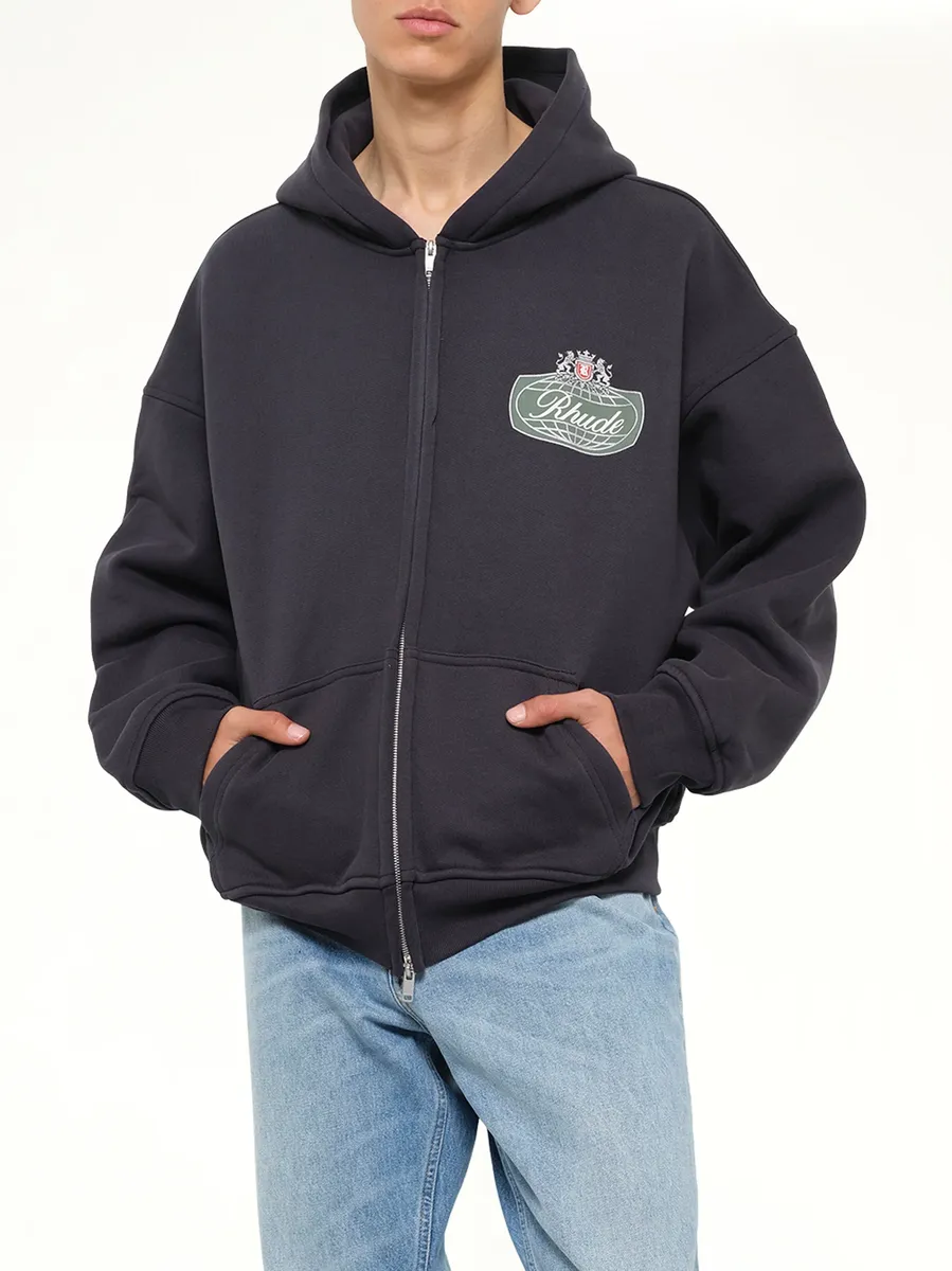 Rhude Desert Crest Zip Up Hoodie in Vintage Black/silver | Thumbnail 6 Rhude Desert Crest Zip Up Hoodie in Vintage Black/silver | Thumbnail 6