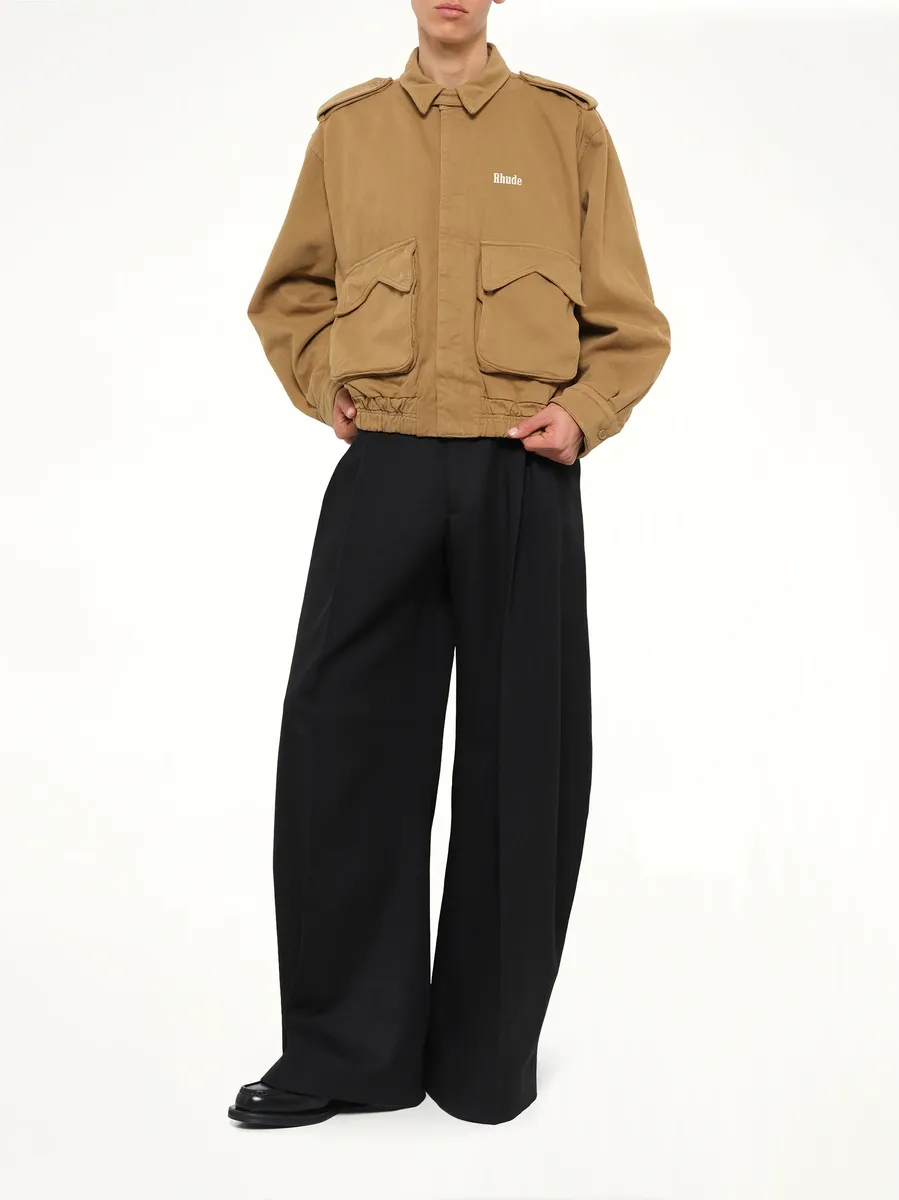 Rhude Logo Cotton Pilot Jacket in Tan | Thumbnail 4 Rhude Logo Cotton Pilot Jacket in Tan | Thumbnail 4