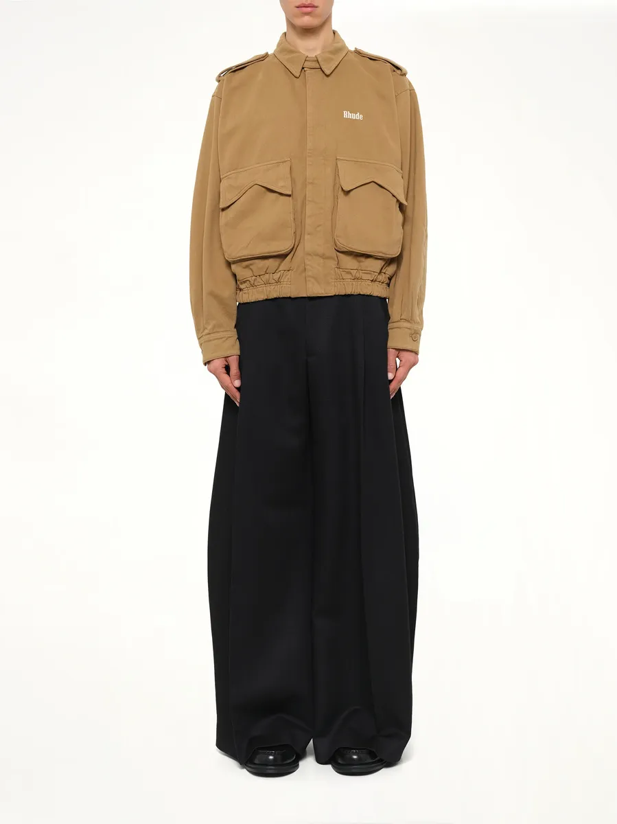 Rhude Logo Cotton Pilot Jacket in Tan | Thumbnail 7 Rhude Logo Cotton Pilot Jacket in Tan | Thumbnail 7
