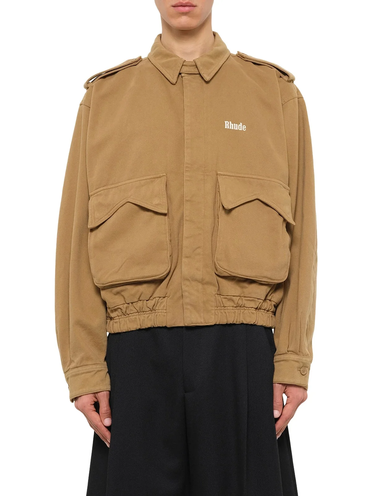 Rhude Logo Cotton Pilot Jacket in Tan