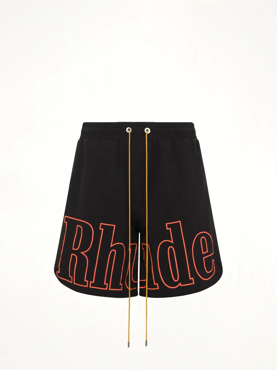Rhude Logo Track Short in Black/orange | Thumbnail 2 Rhude Logo Track Short in Black/orange | Thumbnail 2