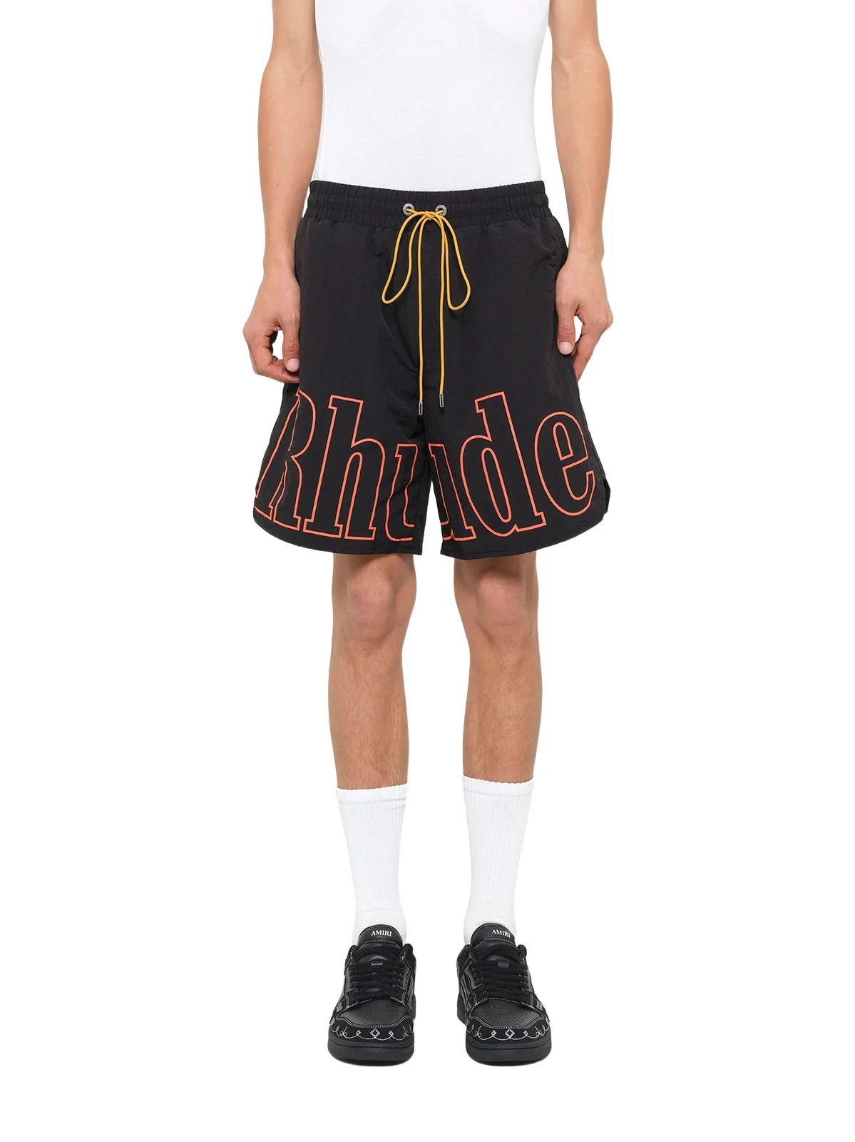 Rhude Logo Track Short in Black/orange