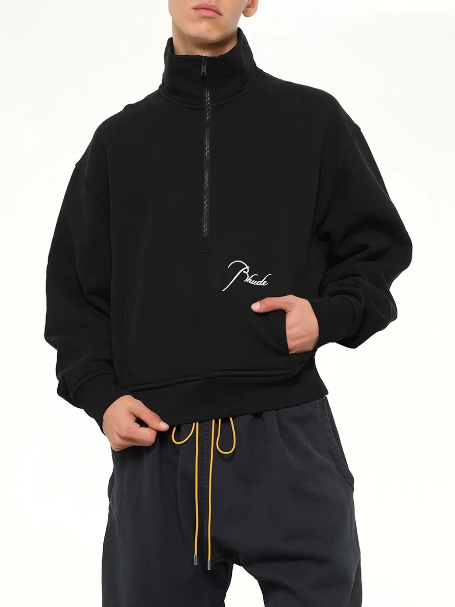Rhude Classique Half Zip Sweatshirt in Black/white | Thumbnail 6 Rhude Classique Half Zip Sweatshirt in Black/white | Thumbnail 6