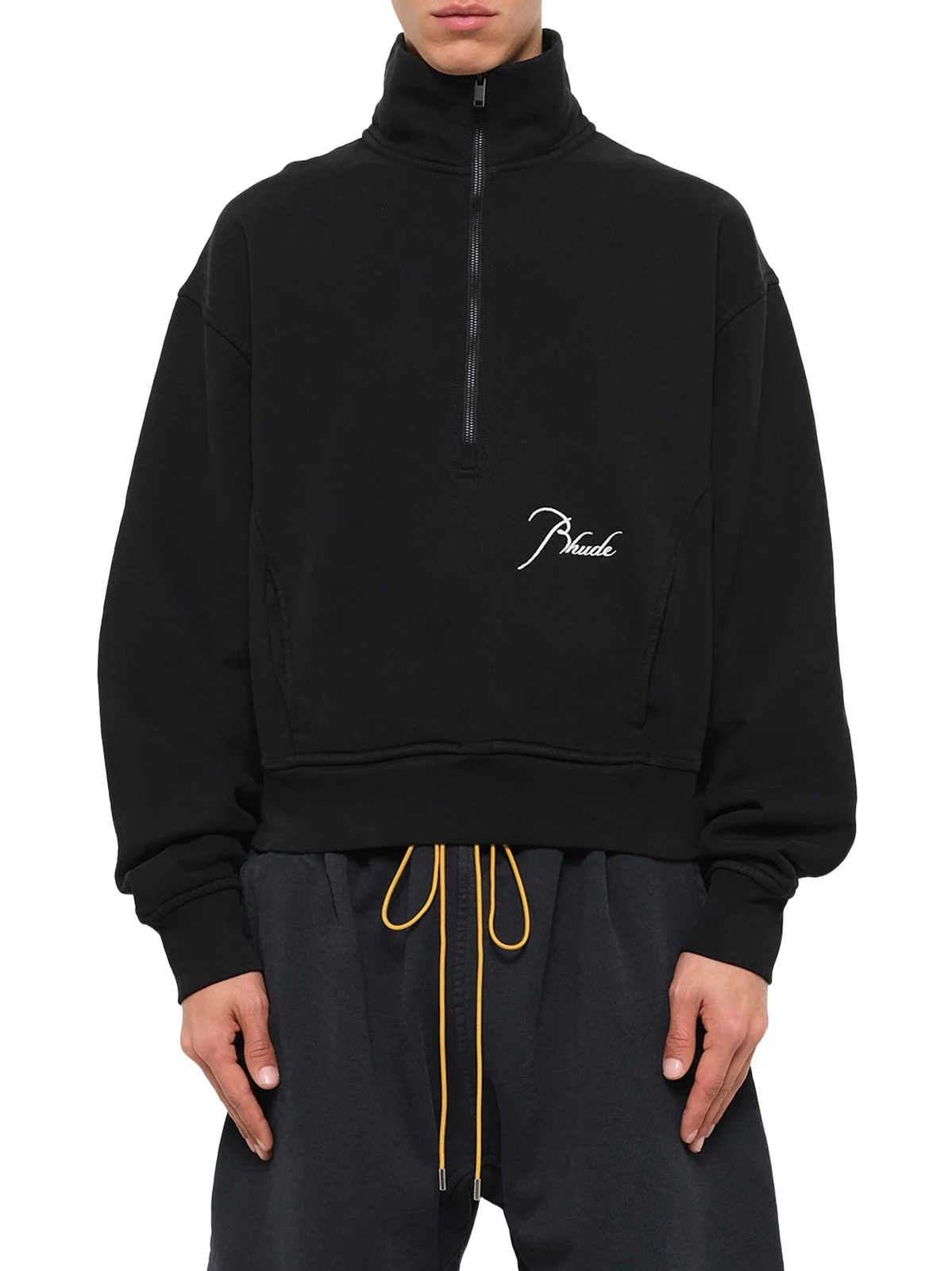 Rhude Classique Half Zip Sweatshirt in Black/white