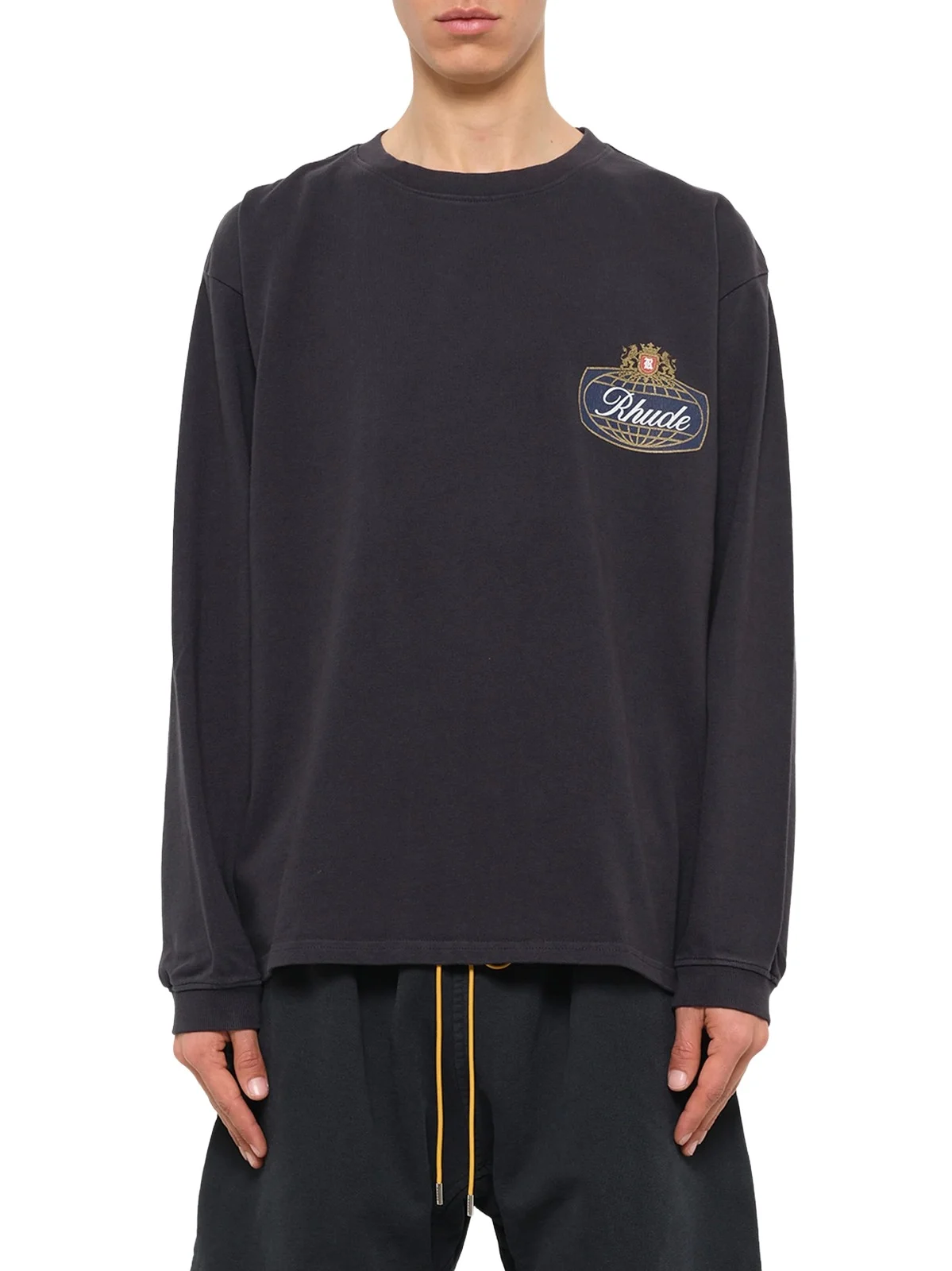 Rhude Safari Crest LS T-shirt in Vintage Black