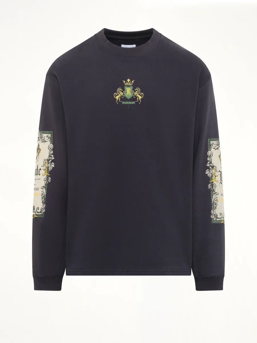 Rhude Bordeaux Reserve LS T-shirt in Vintage Black/green | Thumbnail 2 Rhude Bordeaux Reserve LS T-shirt in Vintage Black/green | Thumbnail 2