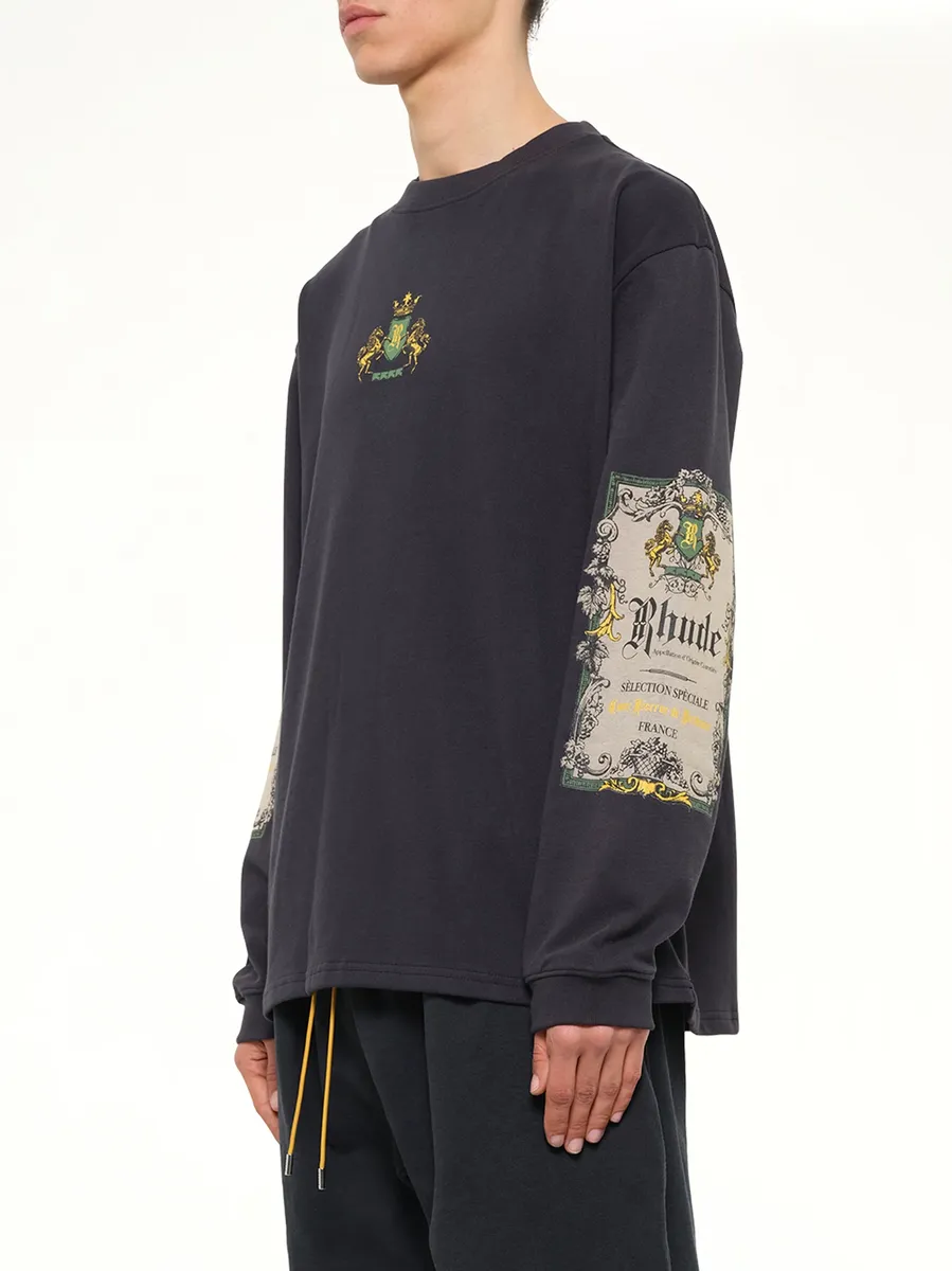 Rhude Bordeaux Reserve LS T-shirt in Vintage Black/green | Thumbnail 3 Rhude Bordeaux Reserve LS T-shirt in Vintage Black/green | Thumbnail 3