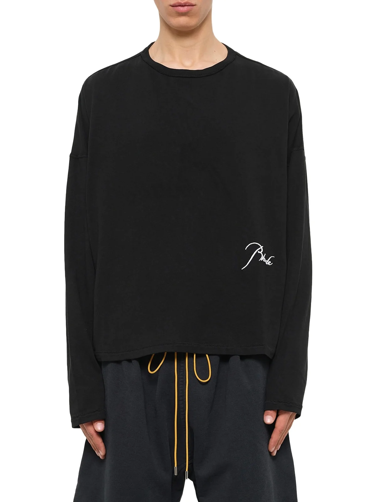 Rhude Classique Reverse LS T-shirt in Black/white
