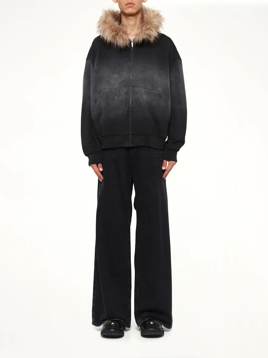 FENG CHEN WANG Washed Faux Fur-trim Zip-up Hoodie | Thumbnail 7 FENG CHEN WANG Washed Faux Fur-trim Zip-up Hoodie | Thumbnail 7