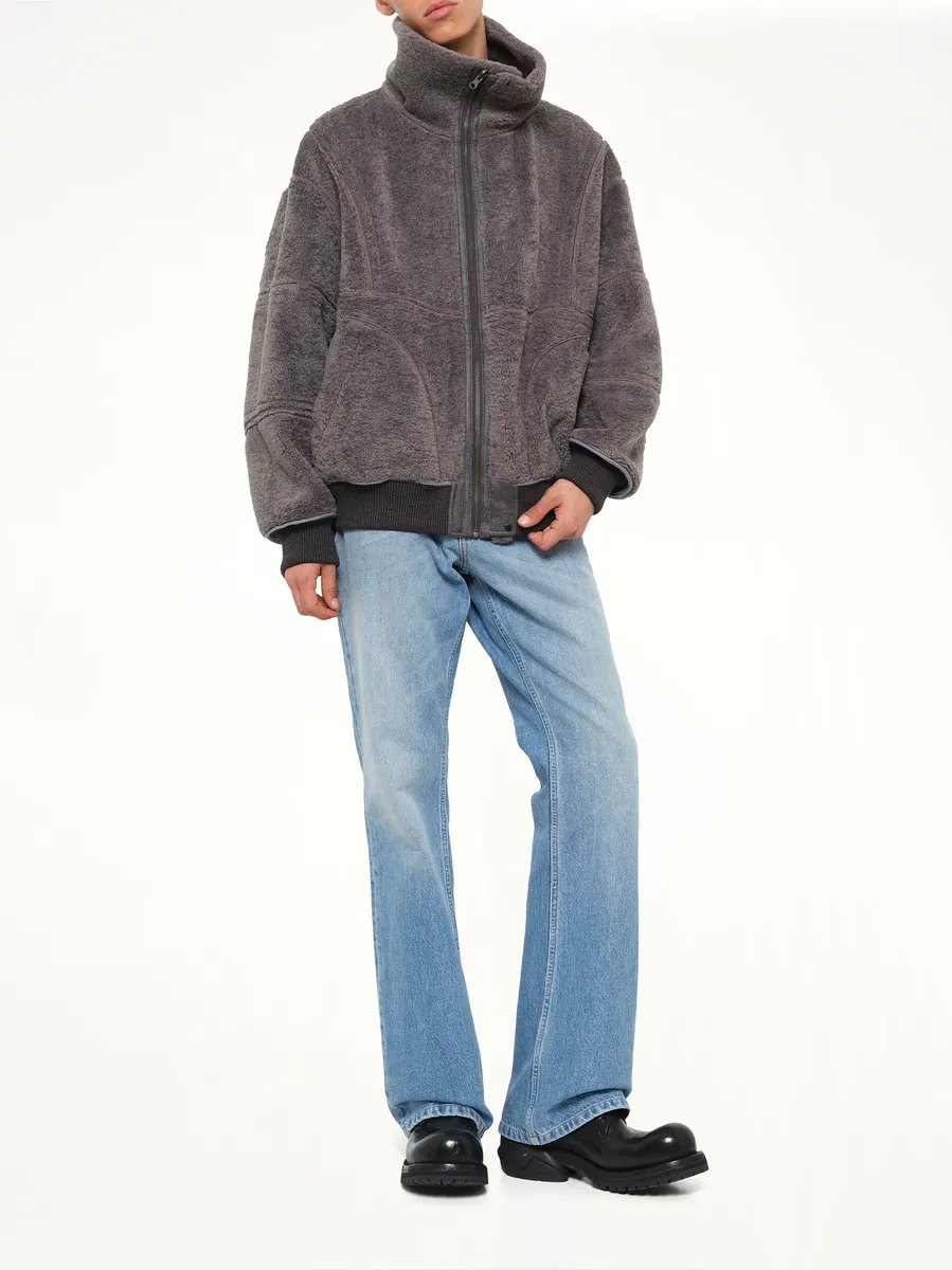 FENG CHEN WANG Reversible Faux Shearling Stand-collar Jacket in Dark Grey | Thumbnail 10 FENG CHEN WANG Reversible Faux Shearling Stand-collar Jacket in Dark Grey | Thumbnail 10
