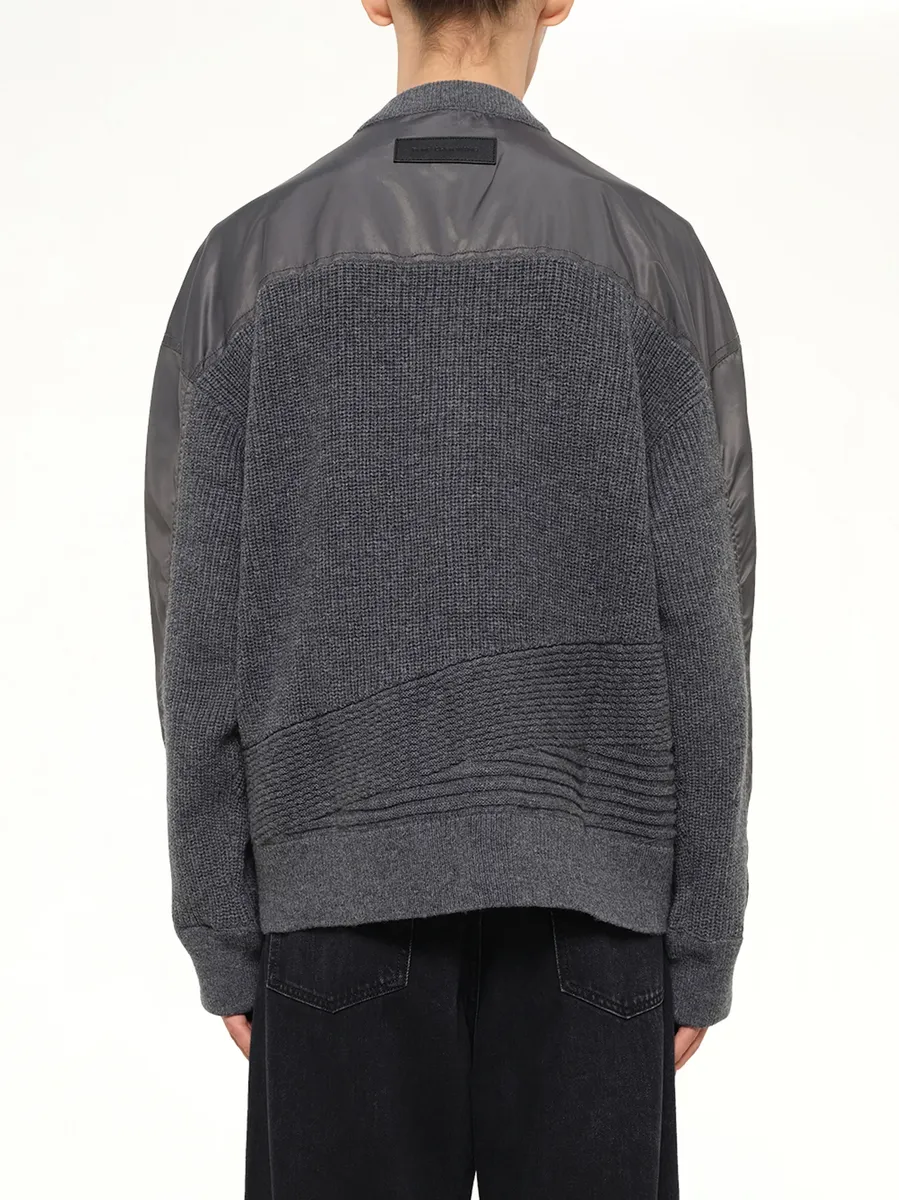 FENG CHEN WANG Patchwork Nylon Utility Cardigan in Dark Grey | Thumbnail 5
