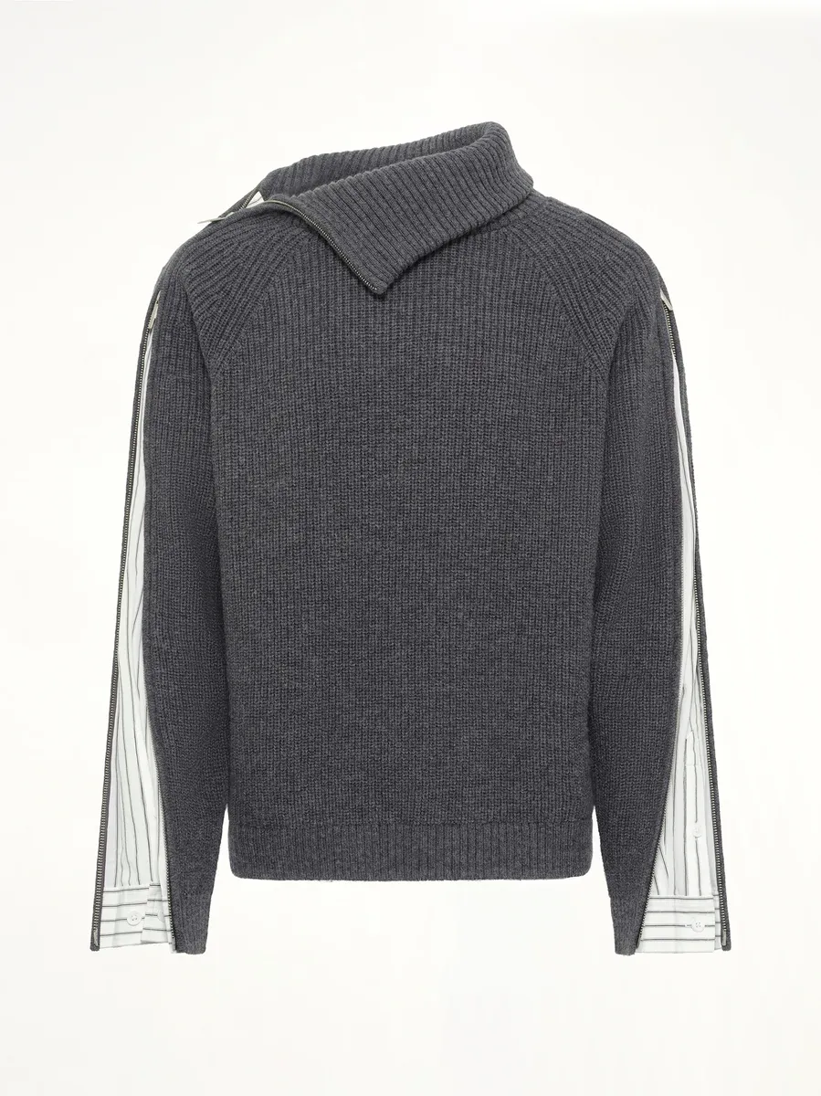FENG CHEN WANG Deconstructed Shirt Fabric Sweater With Patchwork | Thumbnail 2 FENG CHEN WANG Deconstructed Shirt Fabric Sweater With Patchwork | Thumbnail 2