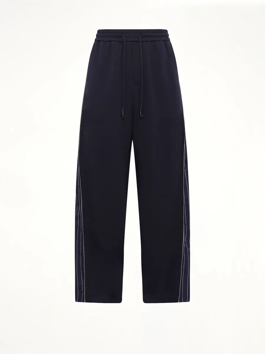 FENG CHEN WANG Patchwork Striped Pants in Navy Blue | Thumbnail 2 FENG CHEN WANG Patchwork Striped Pants in Navy Blue | Thumbnail 2