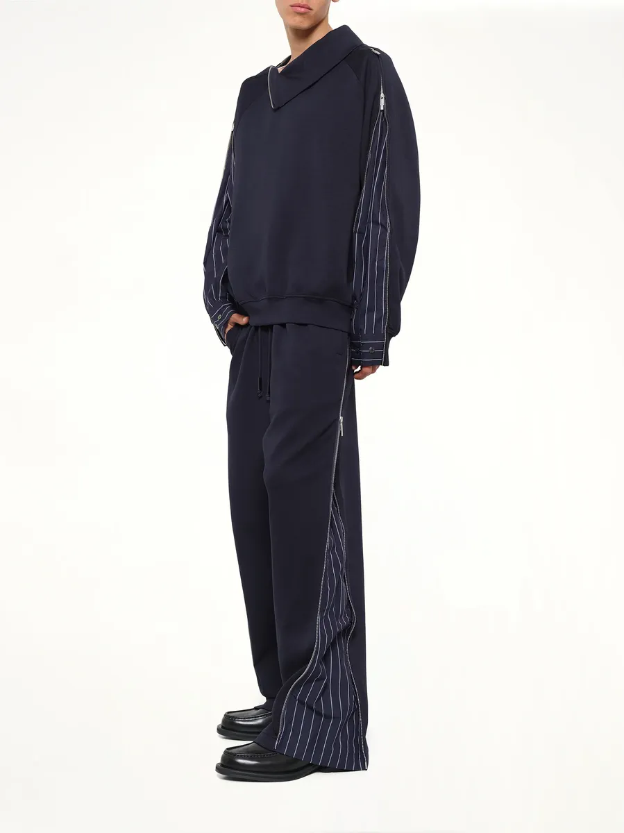 FENG CHEN WANG Patchwork Striped Pants in Navy Blue | Thumbnail 4 FENG CHEN WANG Patchwork Striped Pants in Navy Blue | Thumbnail 4