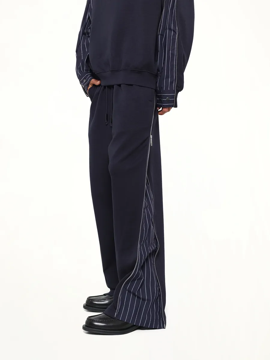 FENG CHEN WANG Patchwork Striped Pants in Navy Blue | Thumbnail 6 FENG CHEN WANG Patchwork Striped Pants in Navy Blue | Thumbnail 6