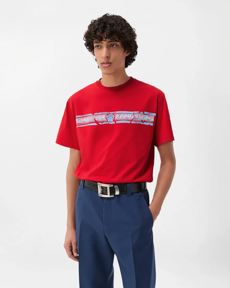 Versace Printed Cotton-Jersey Regular T-Shirt | Thumbnail 2 Versace Printed Cotton-Jersey Regular T-Shirt | Thumbnail 2