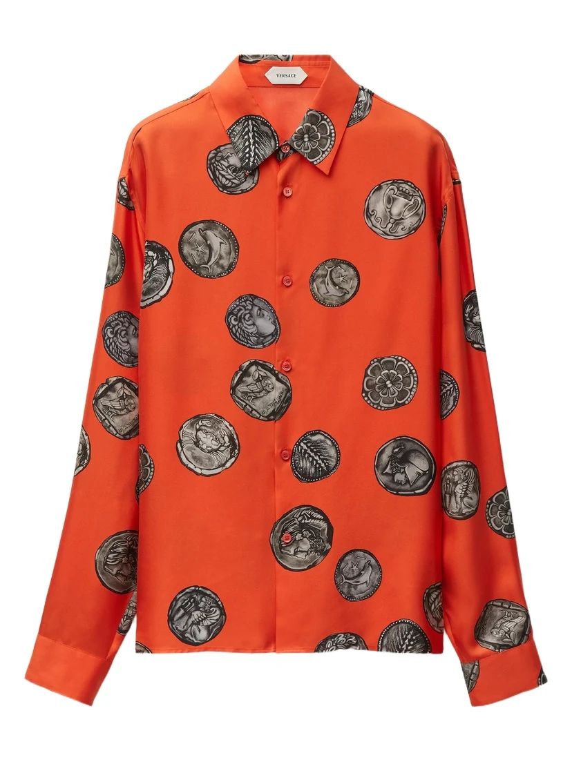 Versace Printed Silk Twill Regular Shirt