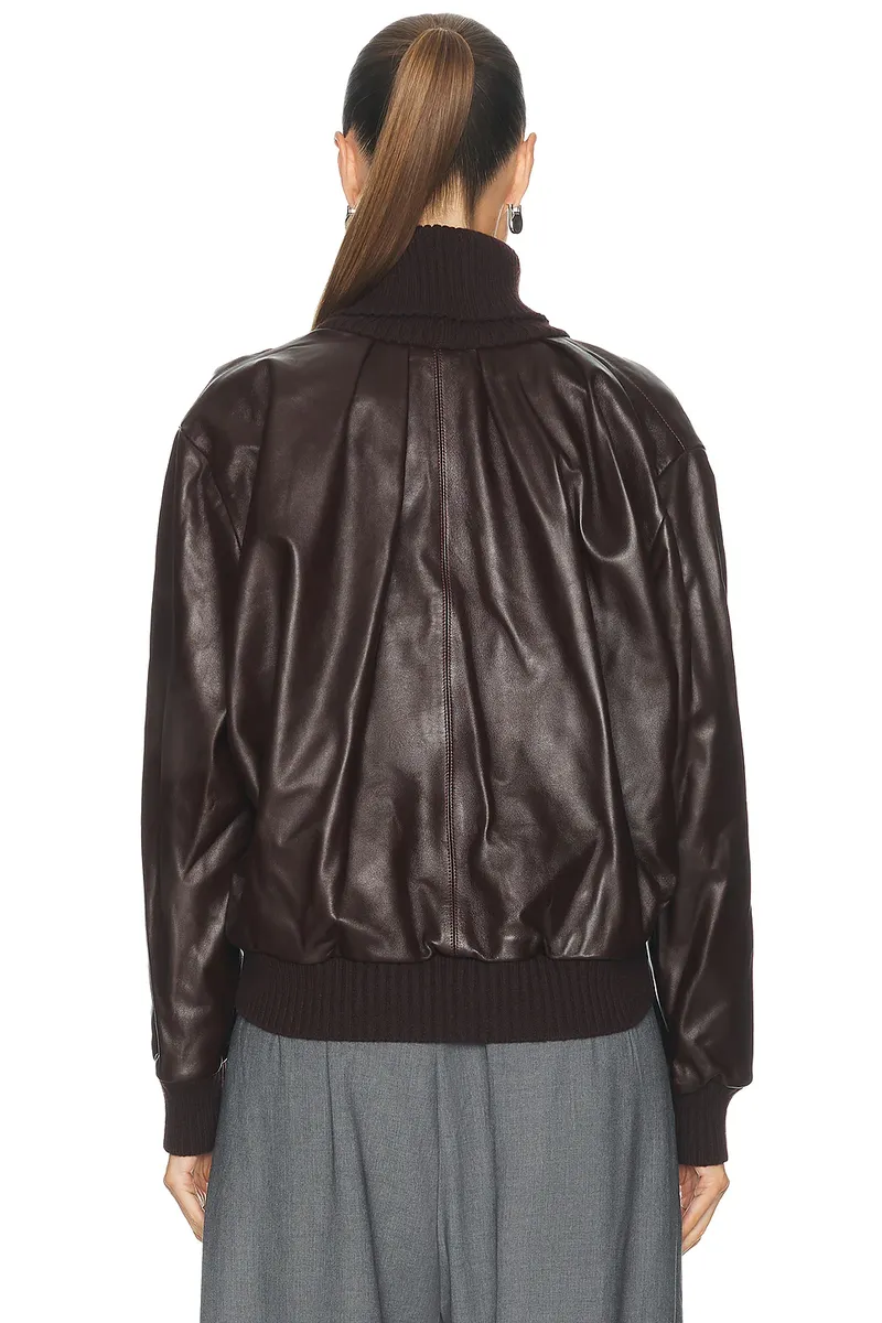 Victoria Beckham Knitted Collar Leather Top | Thumbnail 3