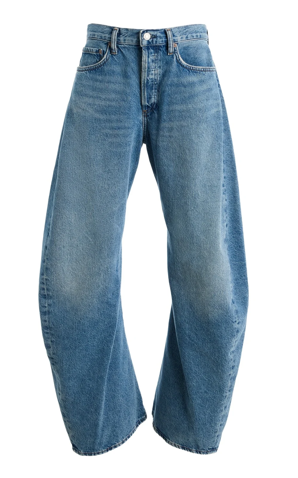 Spiral Rigid Mid-Rise Barrel-Leg Jeans