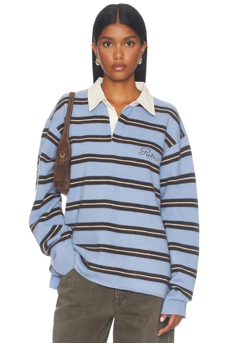 The Ritz Brushed Cashmere Rugby Sweater