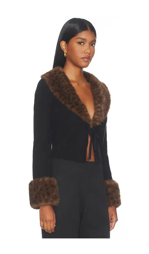 MAJORELLE Josophia Faux Fur Crop Cardigan | Thumbnail 2