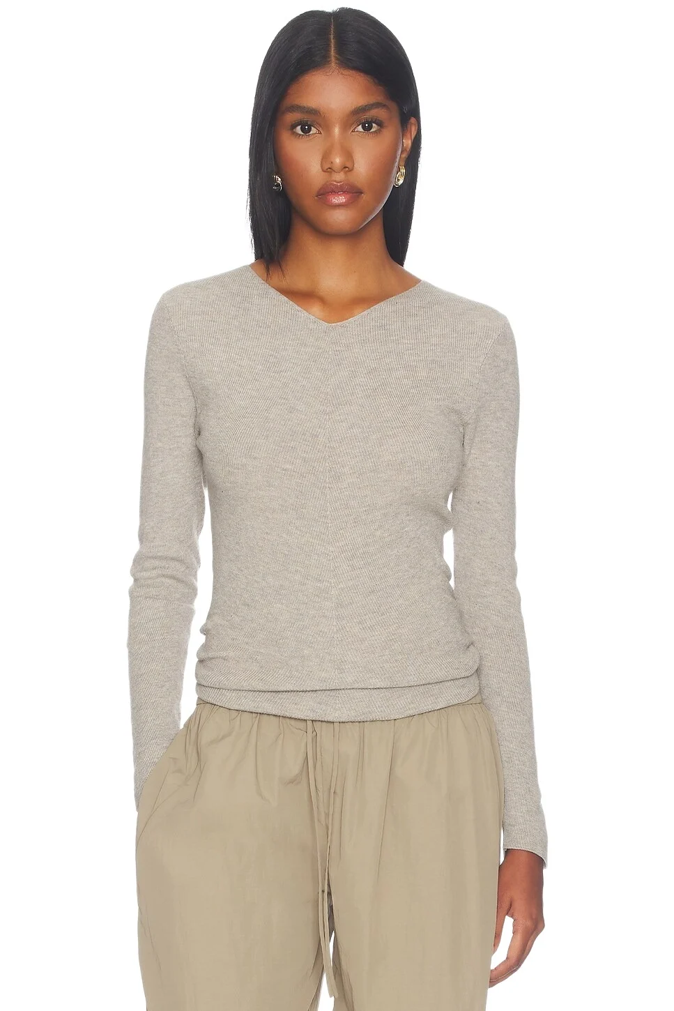 Fear of God Essentials Womens Rib Knit Chevron V-neck