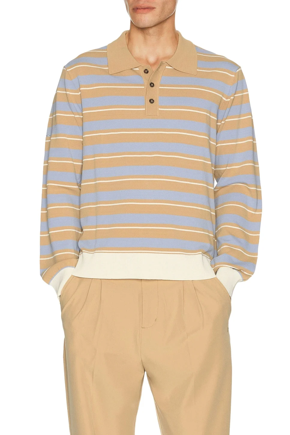 Striped Knit Polo Shirt