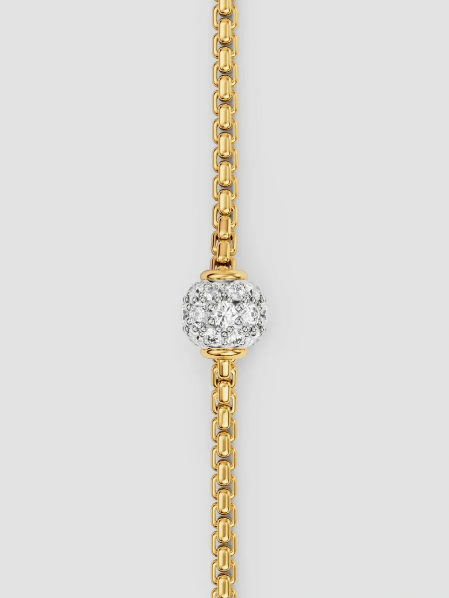 David Yurman Women's Pavé Bead Box Chain Bracelet in 18K Yellow Gold | Thumbnail 3