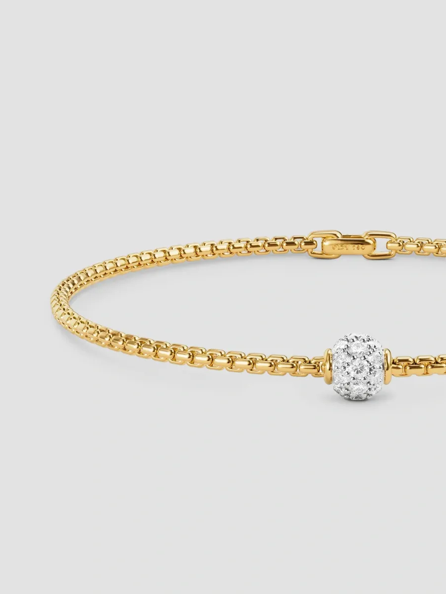 David Yurman Women's Pavé Bead Box Chain Bracelet in 18K Yellow Gold | Thumbnail 4