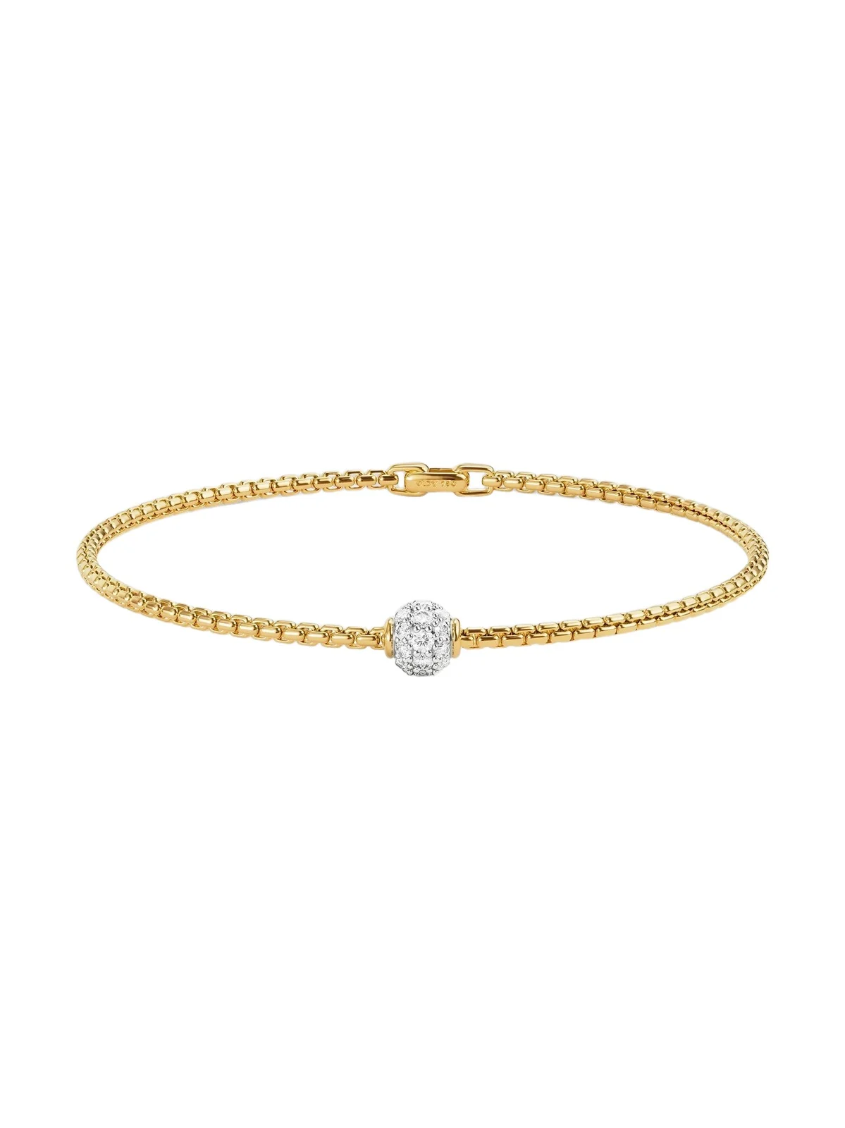 Women's Pavé Bead Box Chain Bracelet in 18K Yellow Gold