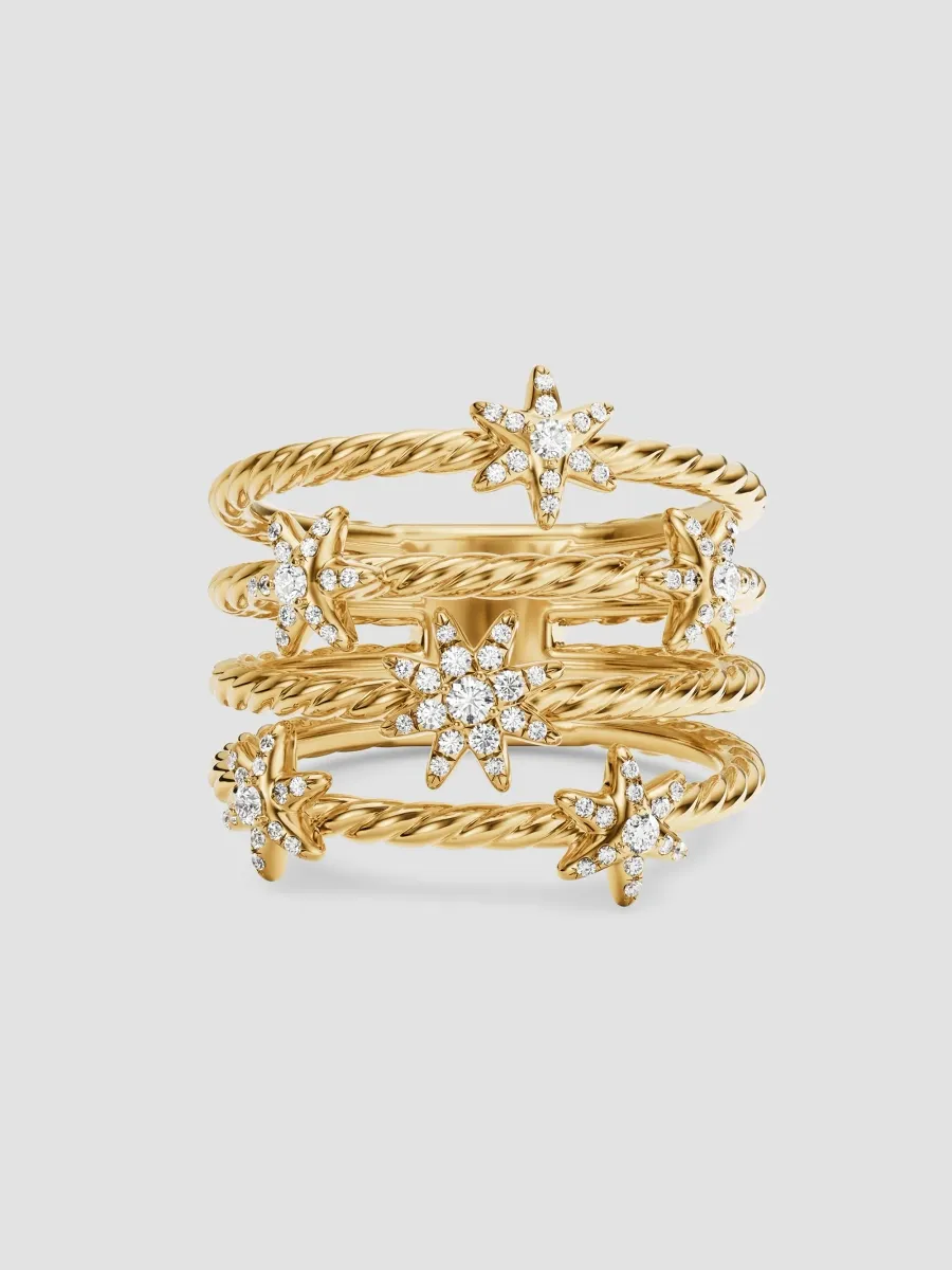 David Yurman Women's Petite Starburst Multi Row Ring in 18K Yellow Gold | Thumbnail 3