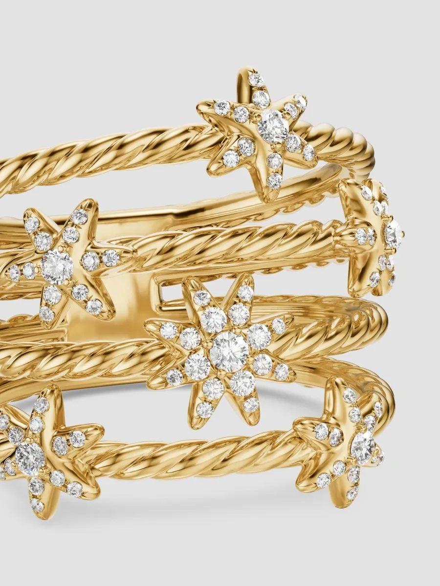 David Yurman Women's Petite Starburst Multi Row Ring in 18K Yellow Gold | Thumbnail 4