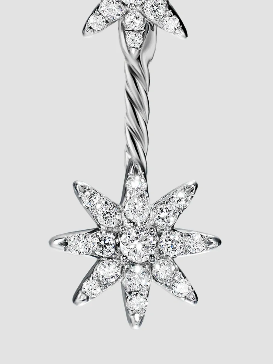 David Yurman Women's Petite Starburst Double Drop Earrings in Sterling Silver with Diamonds, 20.3MM - Silver | Thumbnail 3 David Yurman Women's Petite Starburst Double Drop Earrings in Sterling Silver with Diamonds, 20.3MM - Silver | Thumbnail 3