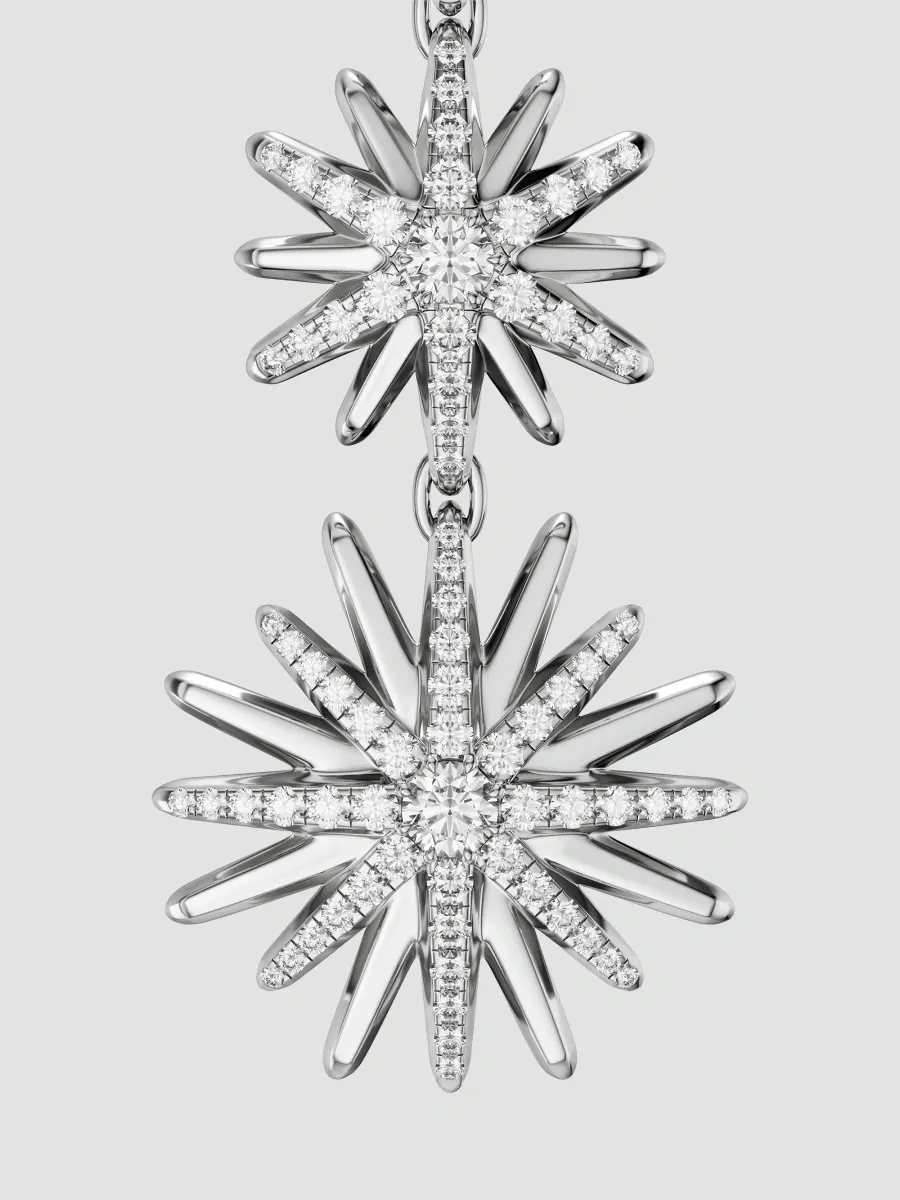 David Yurman Women's Convertible Triple Drop Starburst Earrings in Sterling Silver with Diamonds, 50.6MM - Silver | Thumbnail 3 David Yurman Women's Convertible Triple Drop Starburst Earrings in Sterling Silver with Diamonds, 50.6MM - Silver | Thumbnail 3