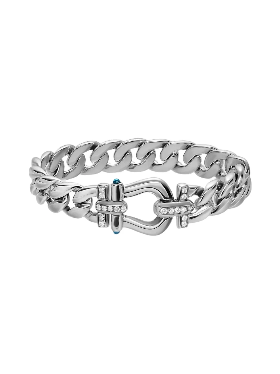 Women's Thoroughbred Buckle Curb Chain Bracelet in Sterling Silver - Silver