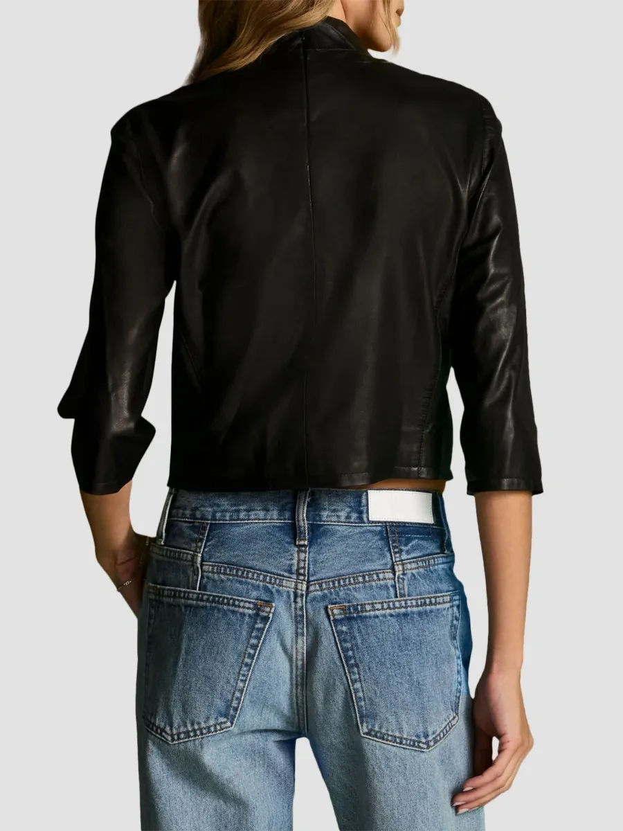 RE/DONE Women's Sloane Leather Mock Turtleneck Top | Thumbnail 3 RE/DONE Women's Sloane Leather Mock Turtleneck Top | Thumbnail 3