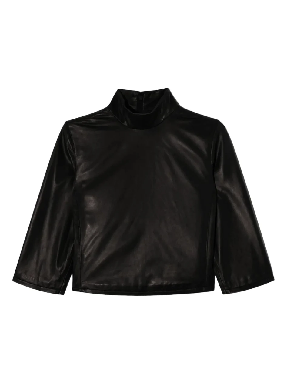 RE/DONE Women's Sloane Leather Mock Turtleneck Top