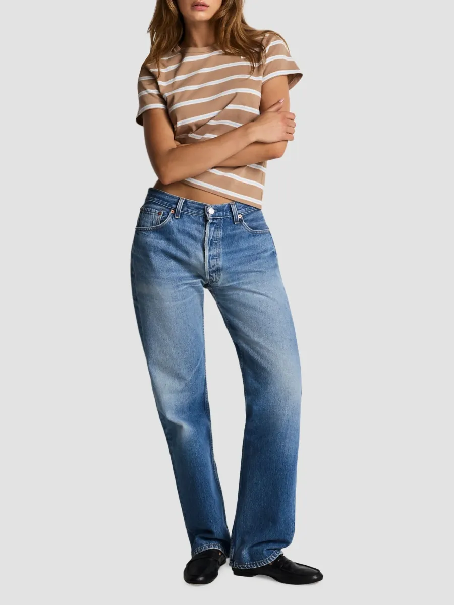 RE/DONE Women's Striped Cotton Classic T-Shirt | Thumbnail 2 RE/DONE Women's Striped Cotton Classic T-Shirt | Thumbnail 2