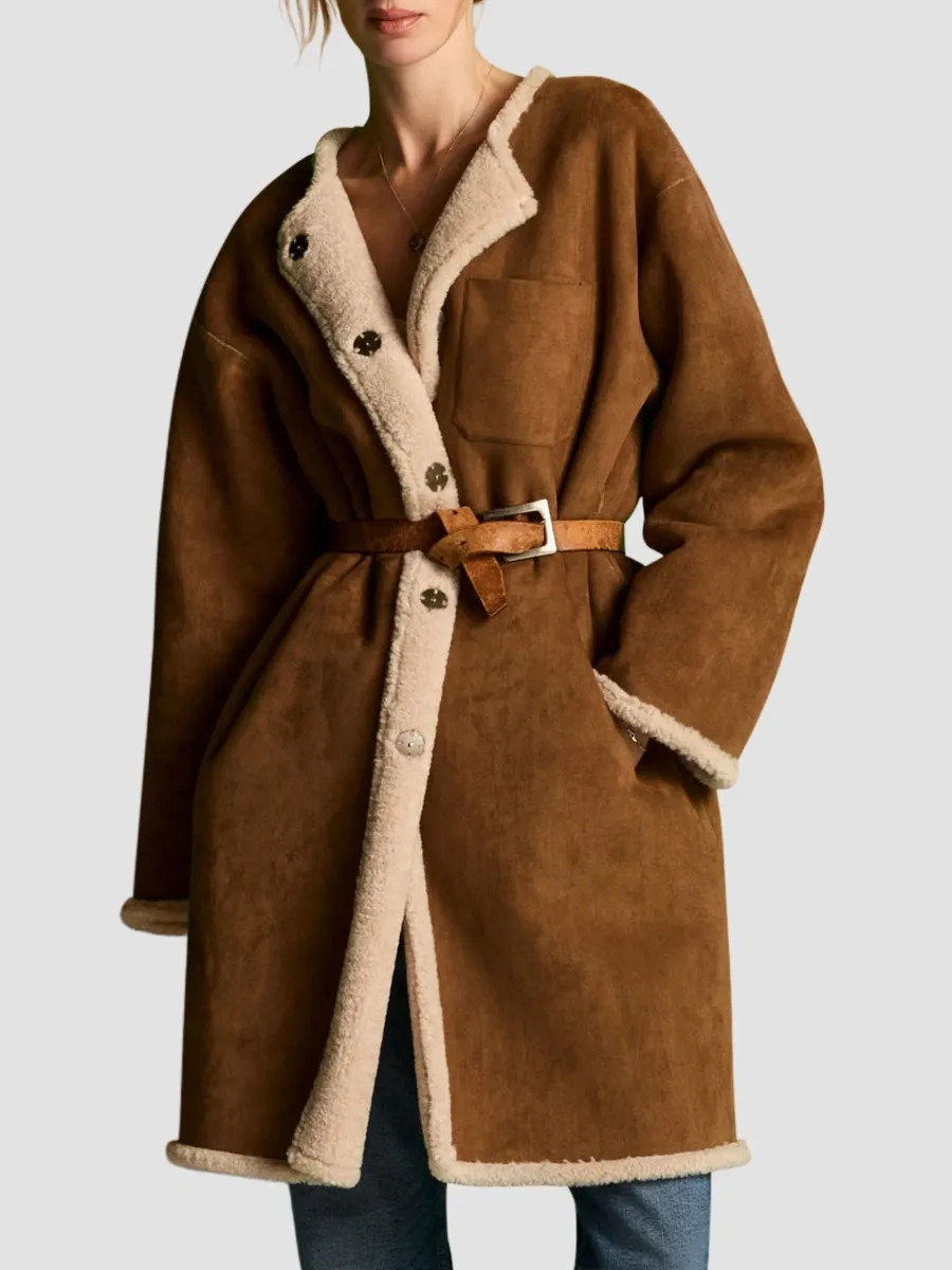 RE/DONE Women's Mara Sherpa Snap Jacket | Thumbnail 2 RE/DONE Women's Mara Sherpa Snap Jacket | Thumbnail 2