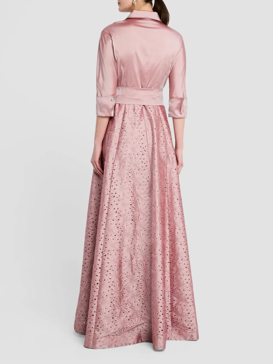 Teri Jon by Rickie Freeman Women's Eyelet Taffeta Shirtwaist Gown | Thumbnail 3 Teri Jon by Rickie Freeman Women's Eyelet Taffeta Shirtwaist Gown | Thumbnail 3