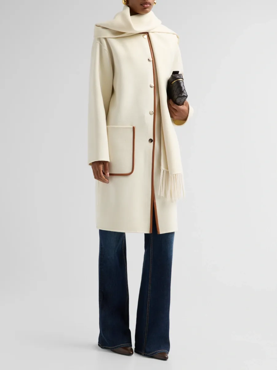 Ramy Brook Women's Olive Wool-Cashmere Scarf Coat | Thumbnail 2