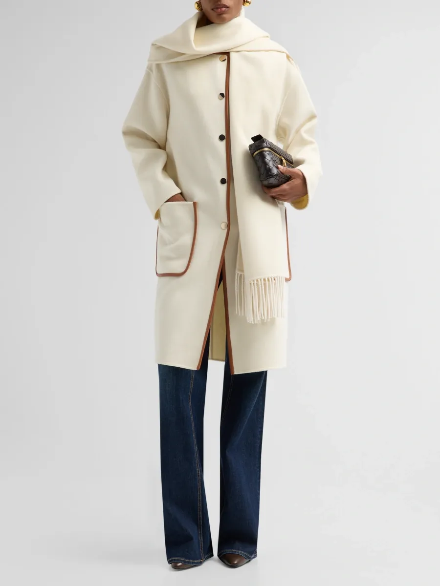Ramy Brook Women's Olive Wool-Cashmere Scarf Coat | Thumbnail 4