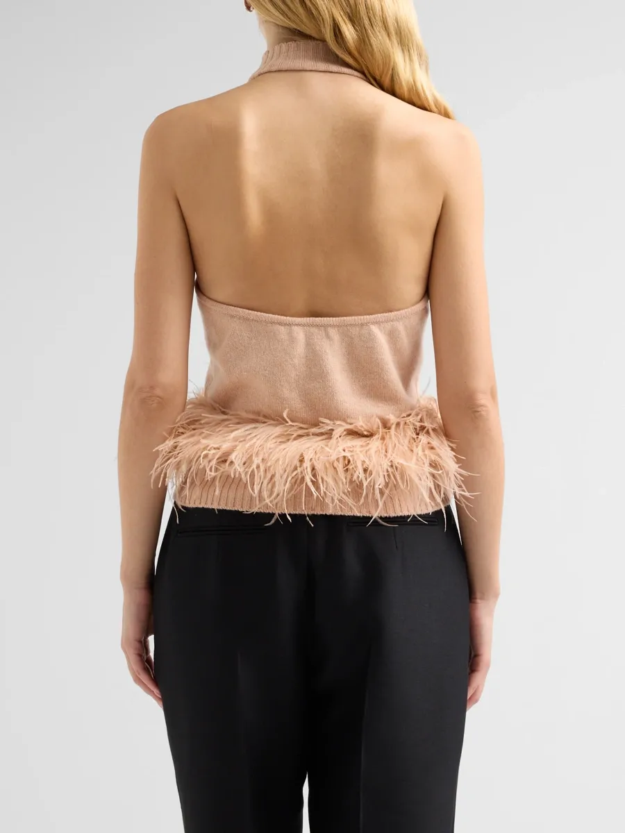 Ramy Brook Women's Kelly Ostrich Feather Wool-Blend Top | Thumbnail 3