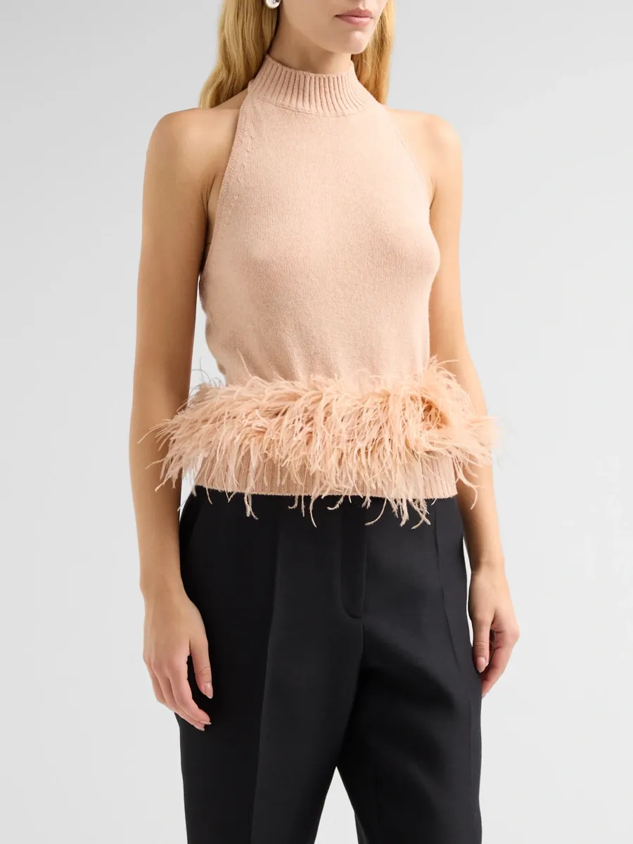 Ramy Brook Women's Kelly Ostrich Feather Wool-Blend Top | Thumbnail 4