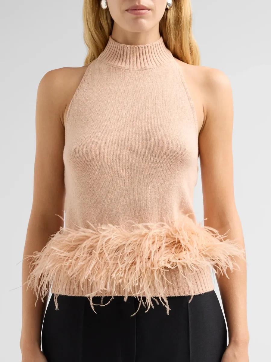 Ramy Brook Women's Kelly Ostrich Feather Wool-Blend Top | Thumbnail 5