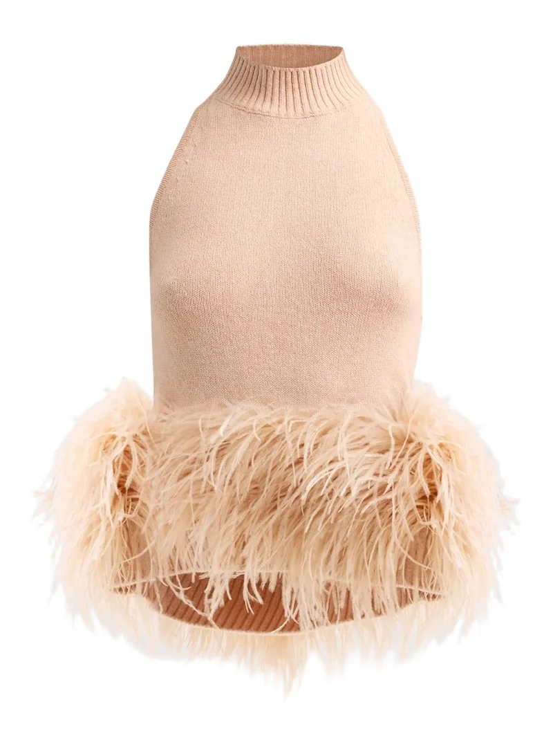 Ramy Brook Women's Kelly Ostrich Feather Wool-Blend Top