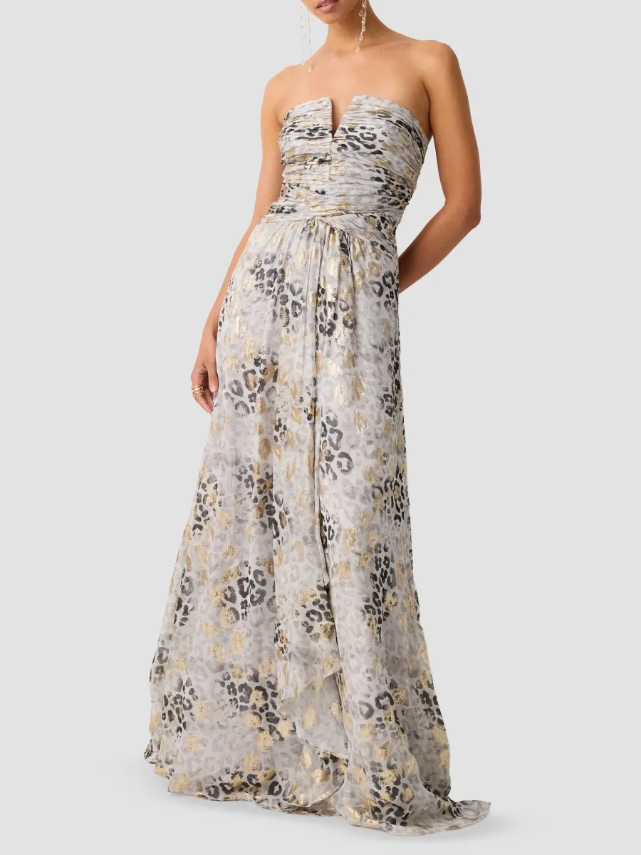 Ramy Brook Women's Dorise Metallic Leopard Strapless Gown | Thumbnail 2