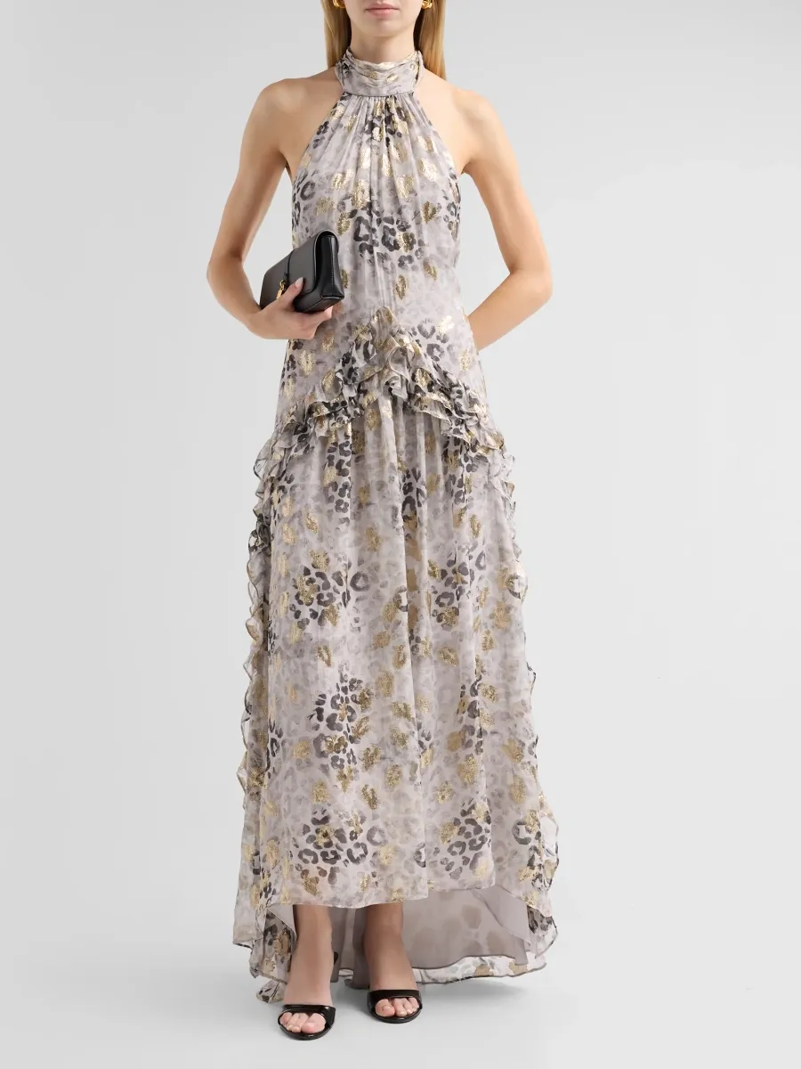 Ramy Brook Women's Jennie Metallic Leopard Halter Gown | Thumbnail 2 Ramy Brook Women's Jennie Metallic Leopard Halter Gown | Thumbnail 2