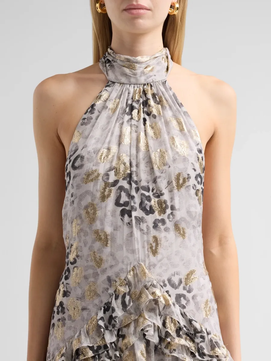 Ramy Brook Women's Jennie Metallic Leopard Halter Gown | Thumbnail 5 Ramy Brook Women's Jennie Metallic Leopard Halter Gown | Thumbnail 5